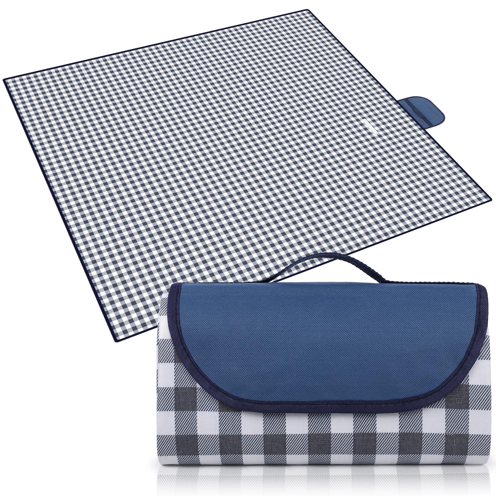 Eucomir Coperta da Picnic Portatile 200 x 200 CM, Impermeabile Pieghevole con Manico ,Unisex,per Outdoor Giardino Campeggio,Blu Tibetano