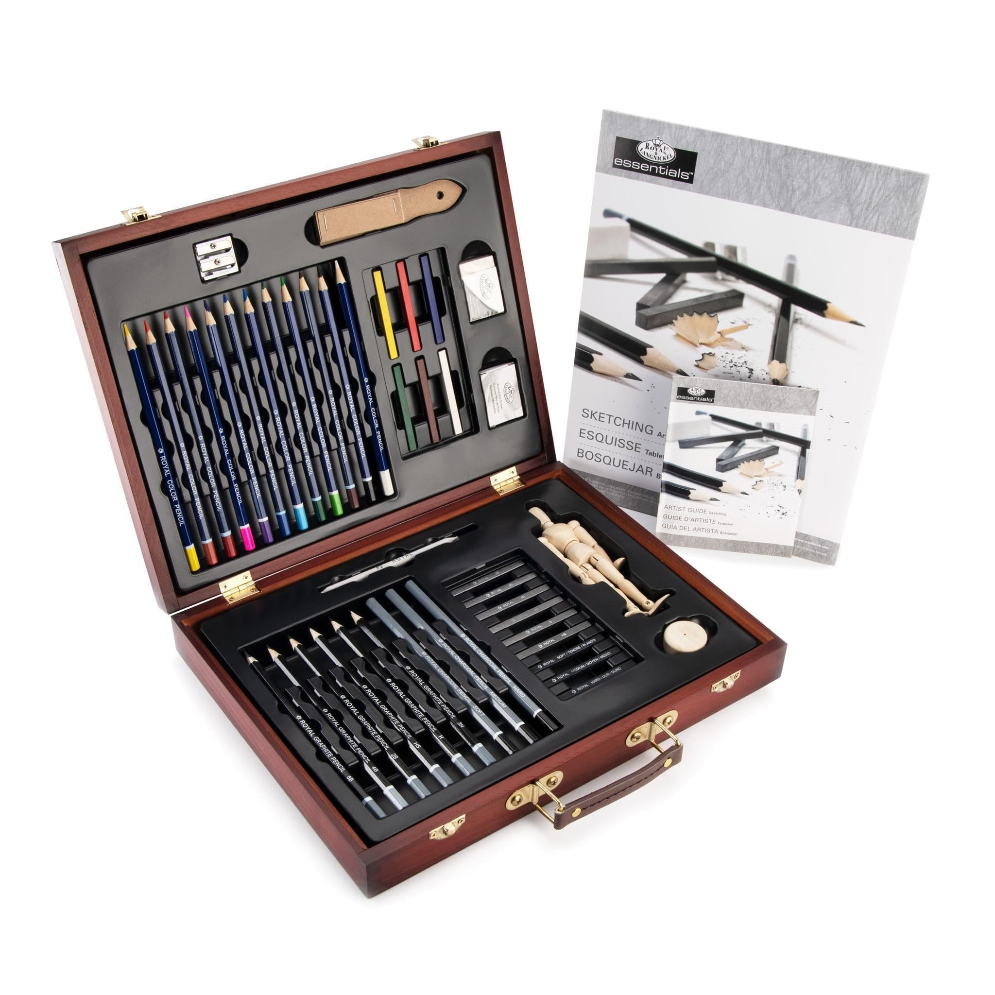Royal & Langnickel Essentials 45 Stück Sketch & Draw Künstler Holz Box Art Set