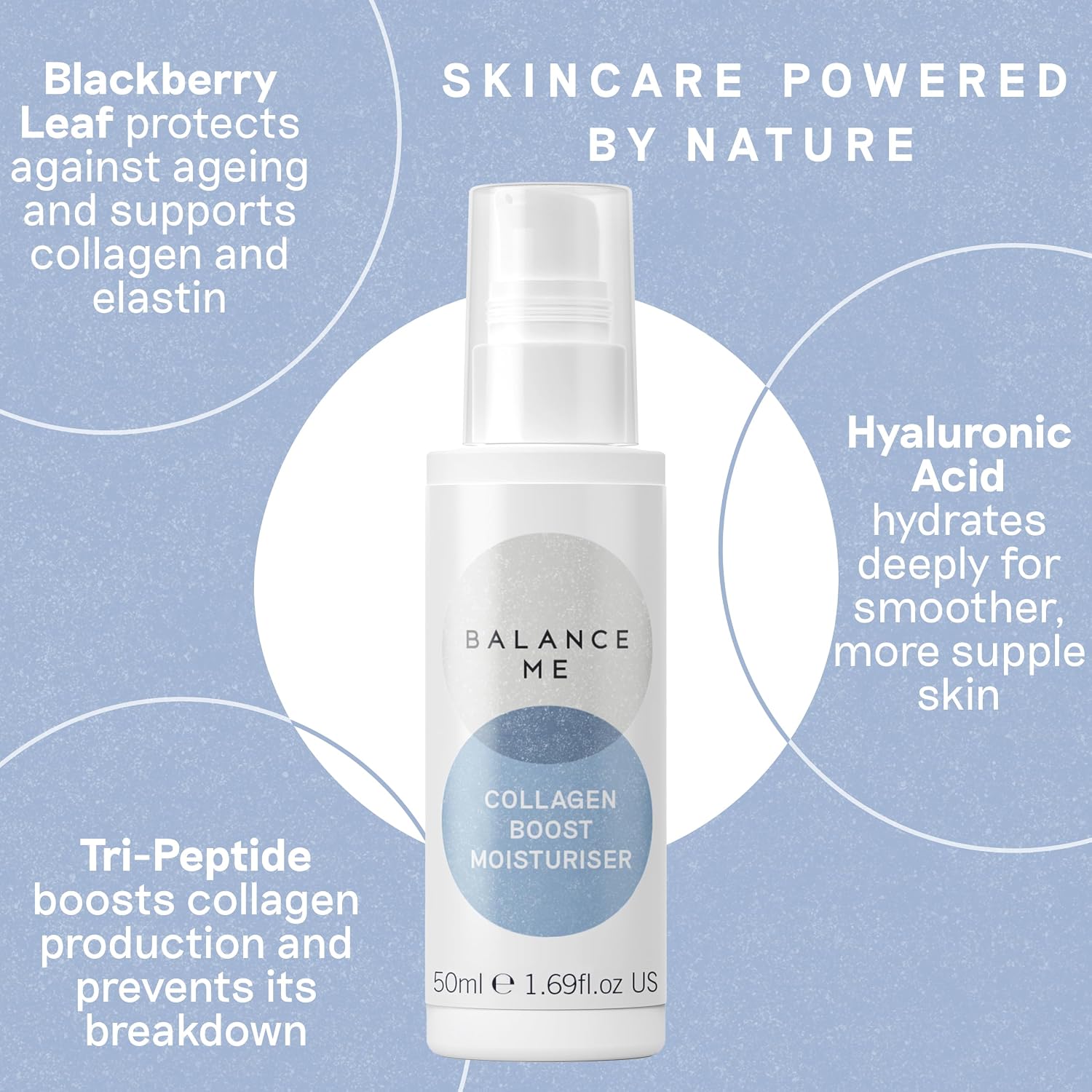 Balance Me Collagen Boost Moisturiser, Smooth and Rejuvenate Face & Neck, Anti-Ageing Cream  For All Skin Types, Peptides & Hyaluronic Acid, 99.9% Natural, Vegan/Cruelty Free, Made In UK, 1.7 Fl Oz