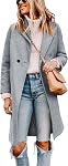 Tanming Notch Lapel Double mélange de laine au lait mi-longue tourteaux de pois pour femme