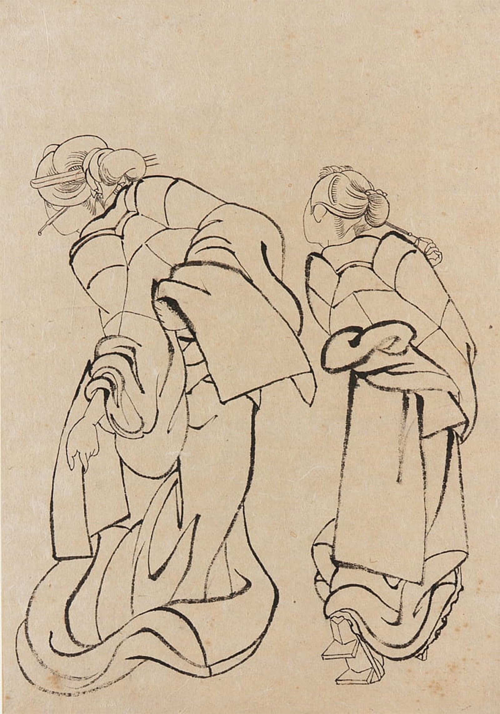 ARTXLXXBN Famous Art Print Poster Vintage Wall Art Two Women by Katsushika Hokusai Canvas Art Poster for Home Decor 60x90cm