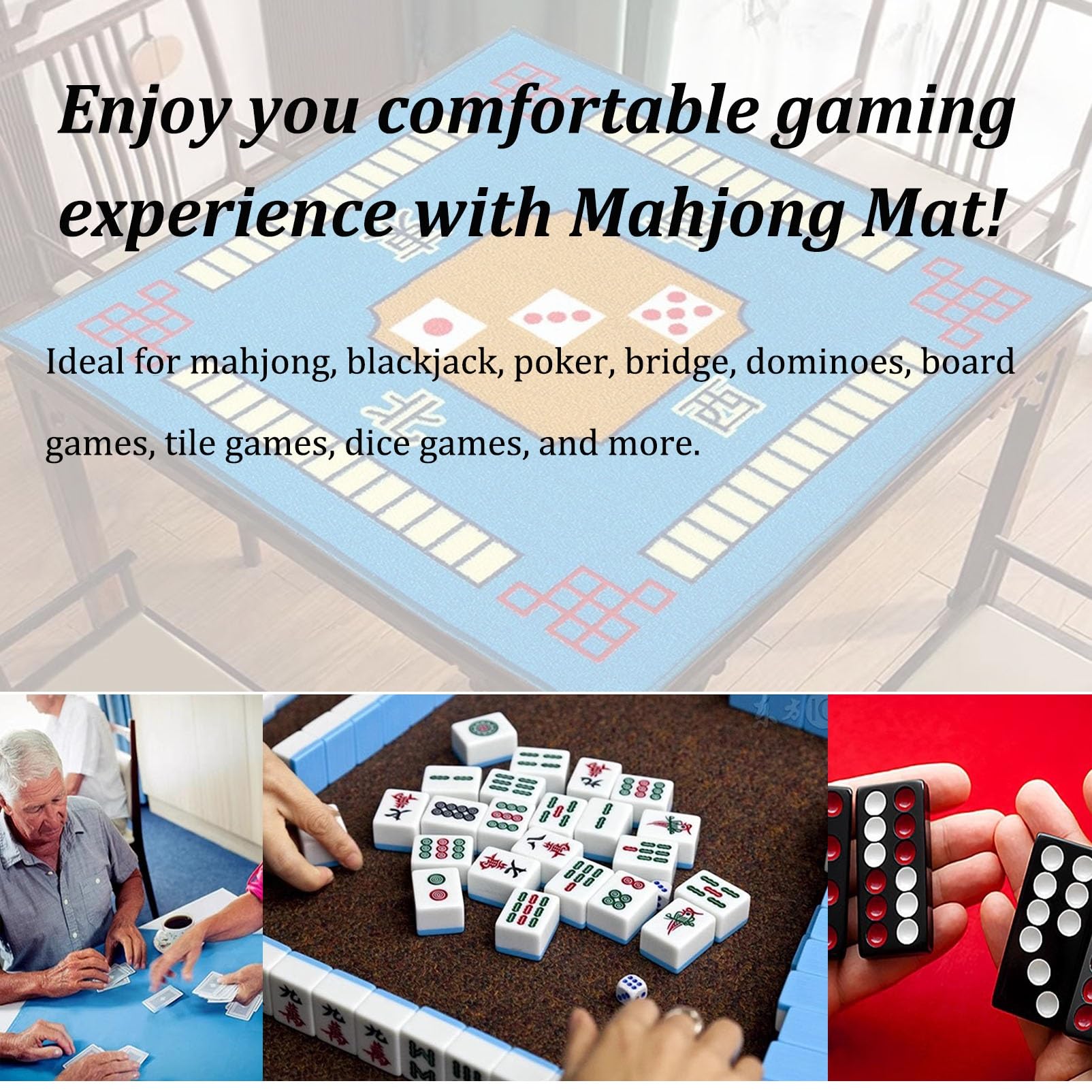 Mata do mahjonga, Mata Mahjong 4 sztuki z zasadami mata do gry redukcją szumów gier karcianych pokera planszowe(32.7x32.7inch)