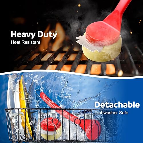 Miniatura 6 de Anpro Cepillo para parrilla y raspador sin cerdas, cepillo sin cerdas de 16.5 pulgadas, con cabezal de cepillo único en forma de V, sin limpieza de