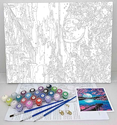 Miniatura 6 de SYNHOK Pintura por números para adultos y niños principiantes, kit de pintura acrílica para decoración de habitación, regalo ideal de 12 x 16