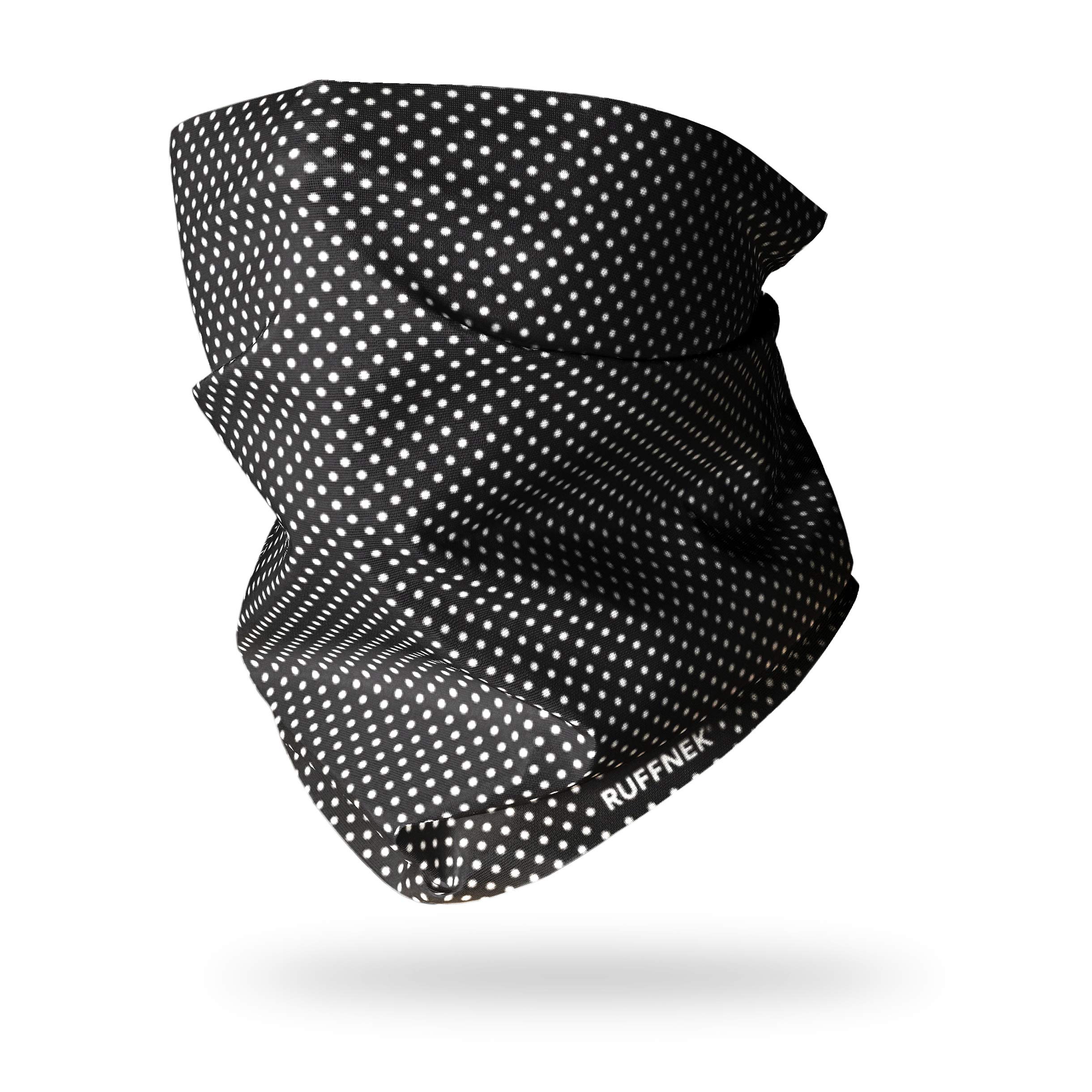 Ruffnek Unisex Black And White B&W Polkadot Multifunctional Headwear Neck Warmer Snood Tube Scarf - Men, Women -Cycling, Hiking, Skiing, Running, Biker
