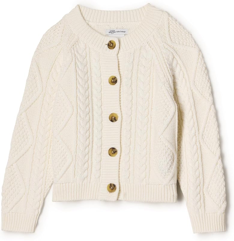 x Sofia Grainge Unisex Toddlers and Babies' Cable Knit Cotton Fisherman Cardigan Sweater