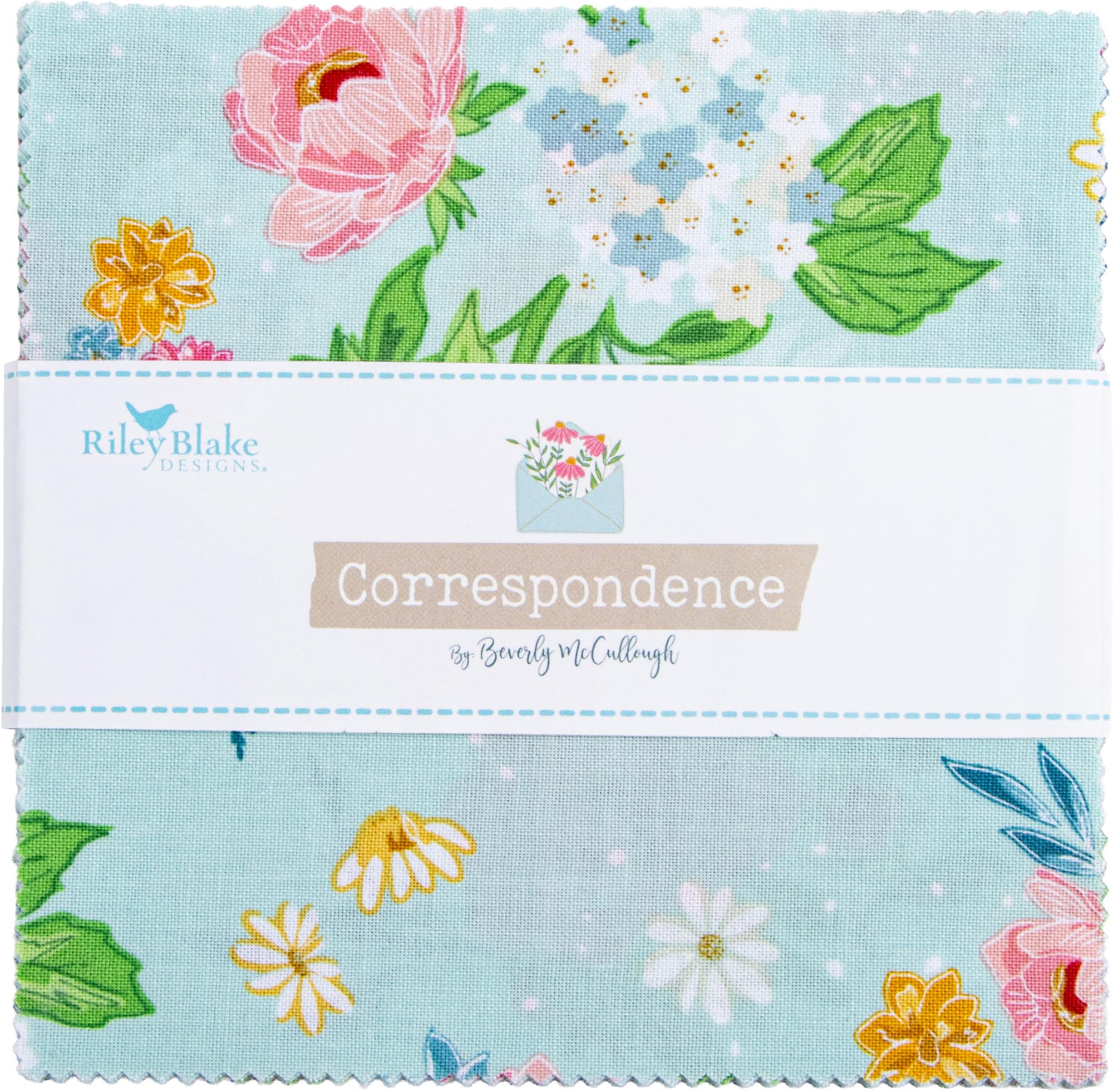 Beverly McCullough Correspondence 5" Stacker 42 5-inch Squares Charm Pack Riley Blake 5-17560-42