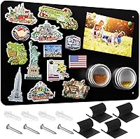 MaxGear 17.5x11.4" Black Magnetic Metal Bulletin Board for Fridge Wall - Holds Notes Photos Magnets - Dual Lock Tape Screws Included