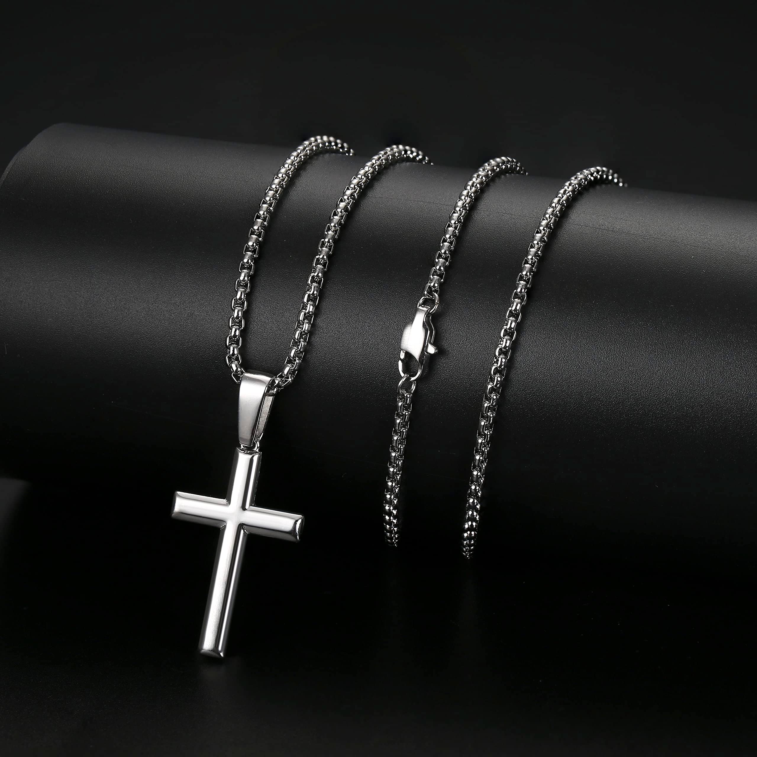 Diamday Collar Cruz Plata 925 para Hombre Mujer Colgante Cruz Collar de la Rolo Cadena 41-76 CM