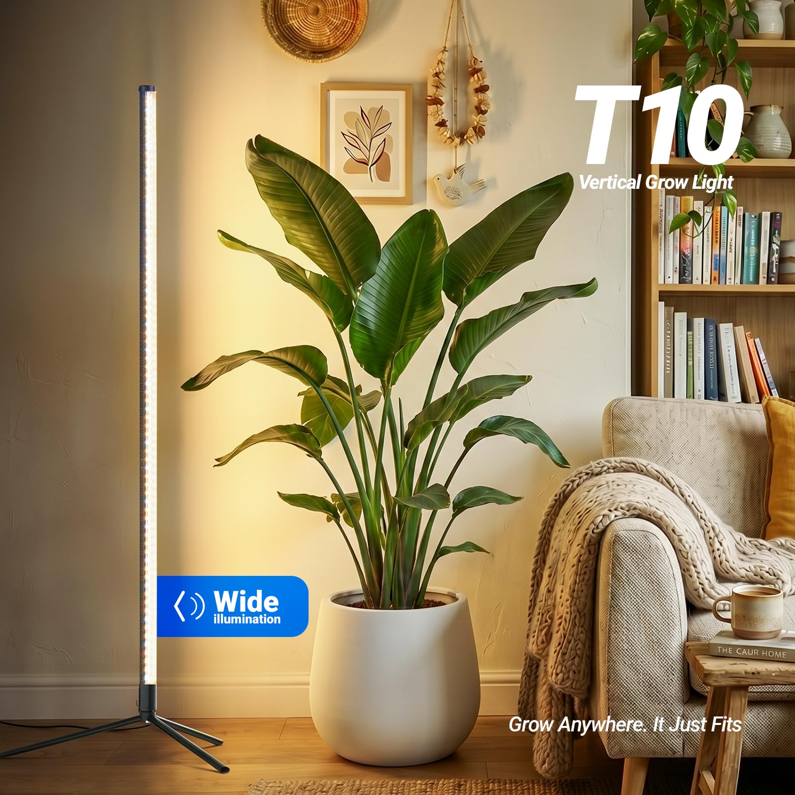 Barrina - Luces de cultivo para plantas de interior con soporte, 42 W, 169 LED, área de iluminación amplia de espectro completo, luz de cultivo vertical T10, altura de 4 pies con interruptor de