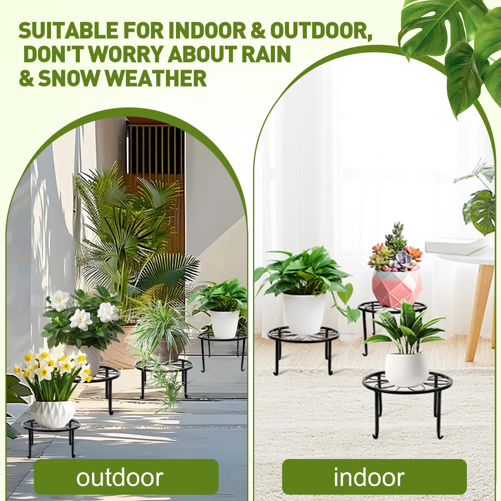 Support Pour Plantes En Métal Noir - Diamètre 20,1 Cm, Hauteur 15 Cm - Design Orné - Pour Intérieur Ou Extérieur