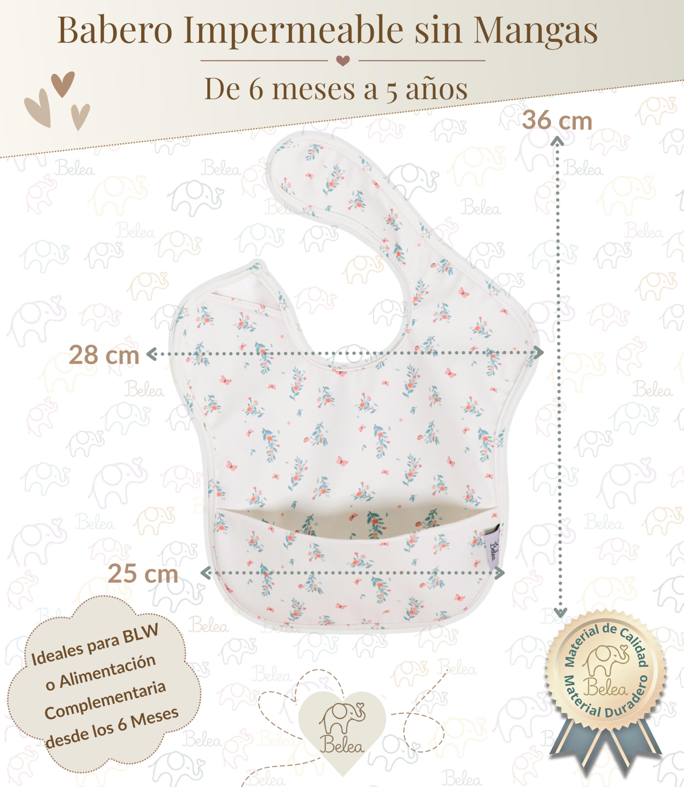 Belea Pack 2 Baberos Bebe Impermeables Sin Mangas BLW 6 Meses a 5 Años Bolsillo Recogemigas Babete Impermeável Babero Infantil Sin BPA Regalo Baby Shower Cumpleaños Bebé — view 8