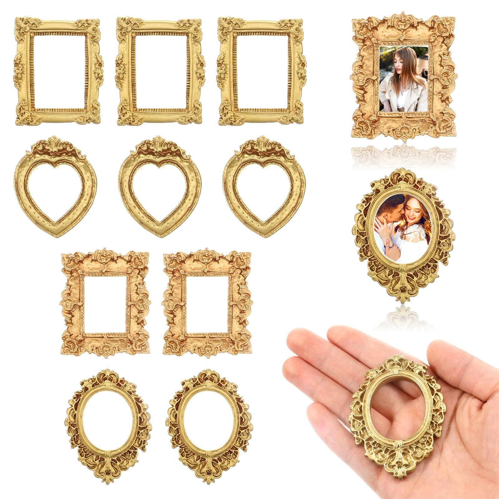 12 Piece Photo Frames For Wall Decor, Vintage Resin Mini Picture Frame Set, Small Photo Frames For DIY Crafts And Home Decoration, Resin Photo Frames With Multiple Display Options-image-42