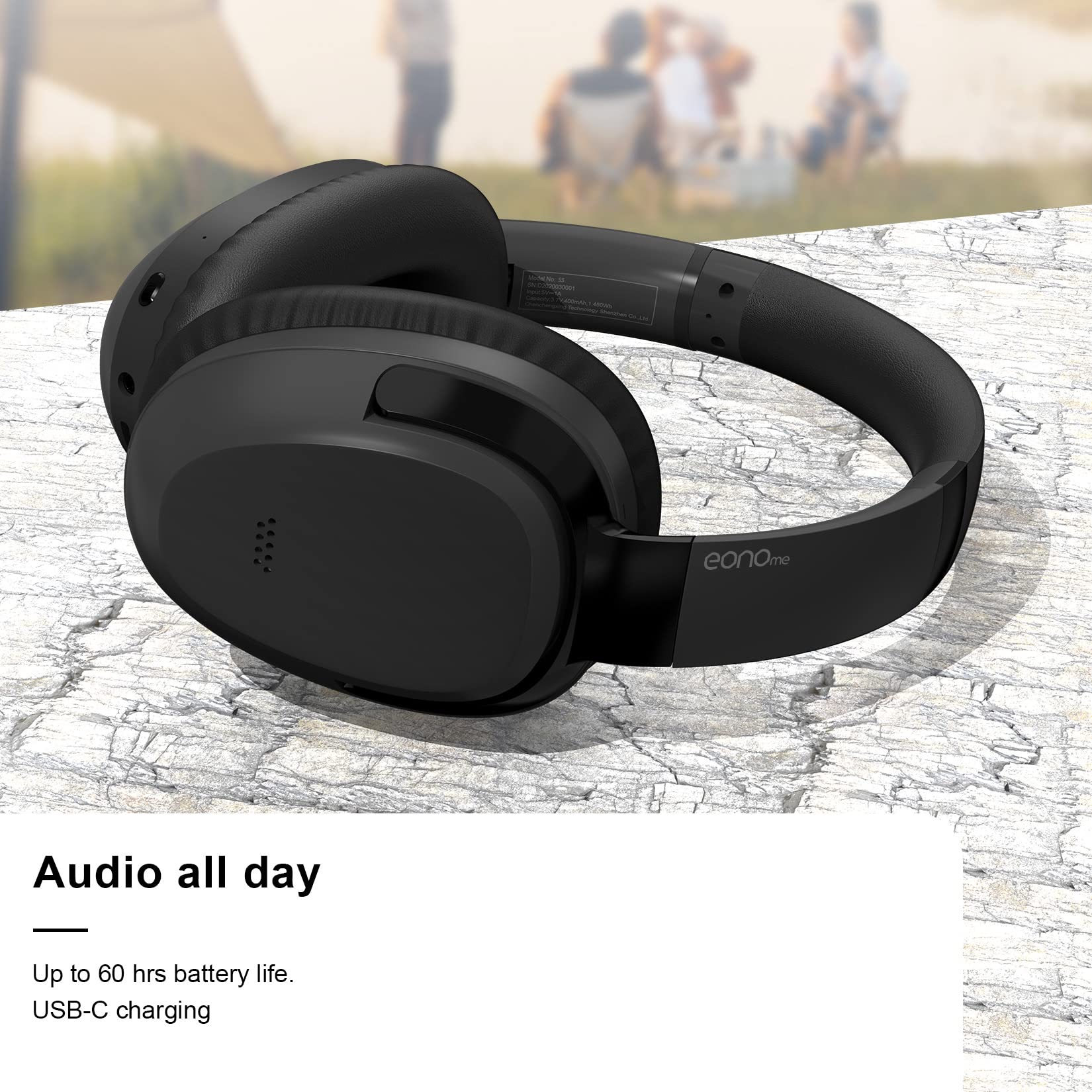 Eonome-Active-Noise-Cancelling-Headphones - S3 ANC Headphones - Hybrid Wireless Over-Ear Bluetooth Headphones with Mic,Multiple Modes,40H Playtime,Com Eonome-Active-Noise-Cancelling-Headphones - S3 ANC Headphones