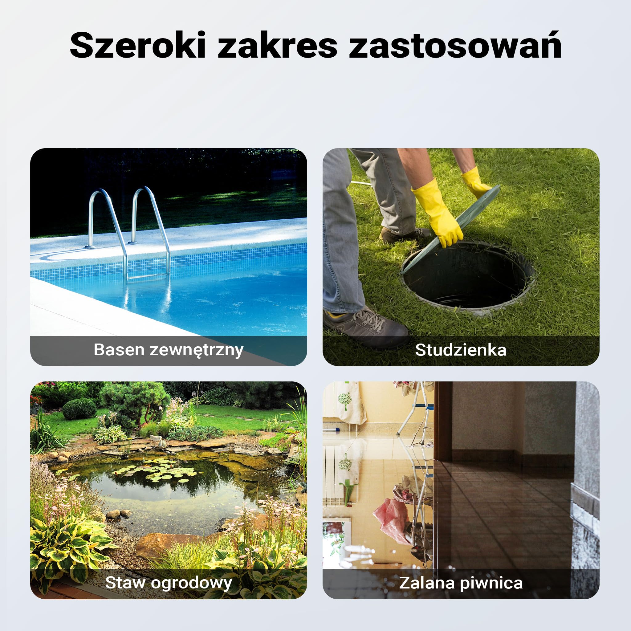 Wiltec Pompa zanurzeniowa 400 W do maks. 7000 l/h, pompa do szamba z czujnikiem i płaskim ssaniem, pompa do wody brudnej i czystej