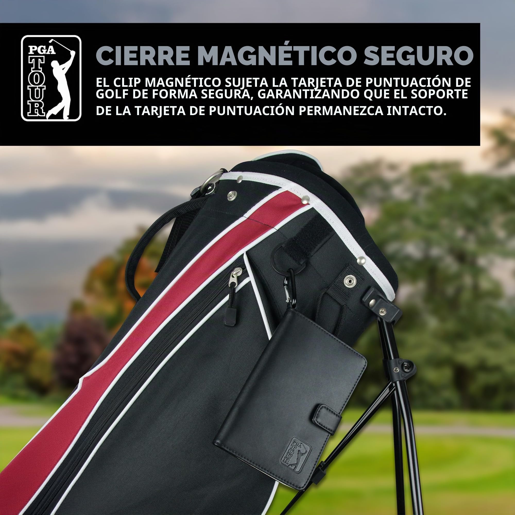 PGA Tour - Organizador de Piel para Golf, Color Negro