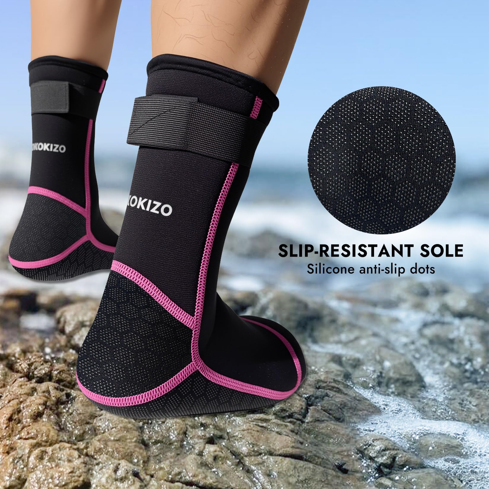 PAWHITS Neoprene Wetsuit Socks, 3mm Diving Socks with Adjustable Strap - Image 2