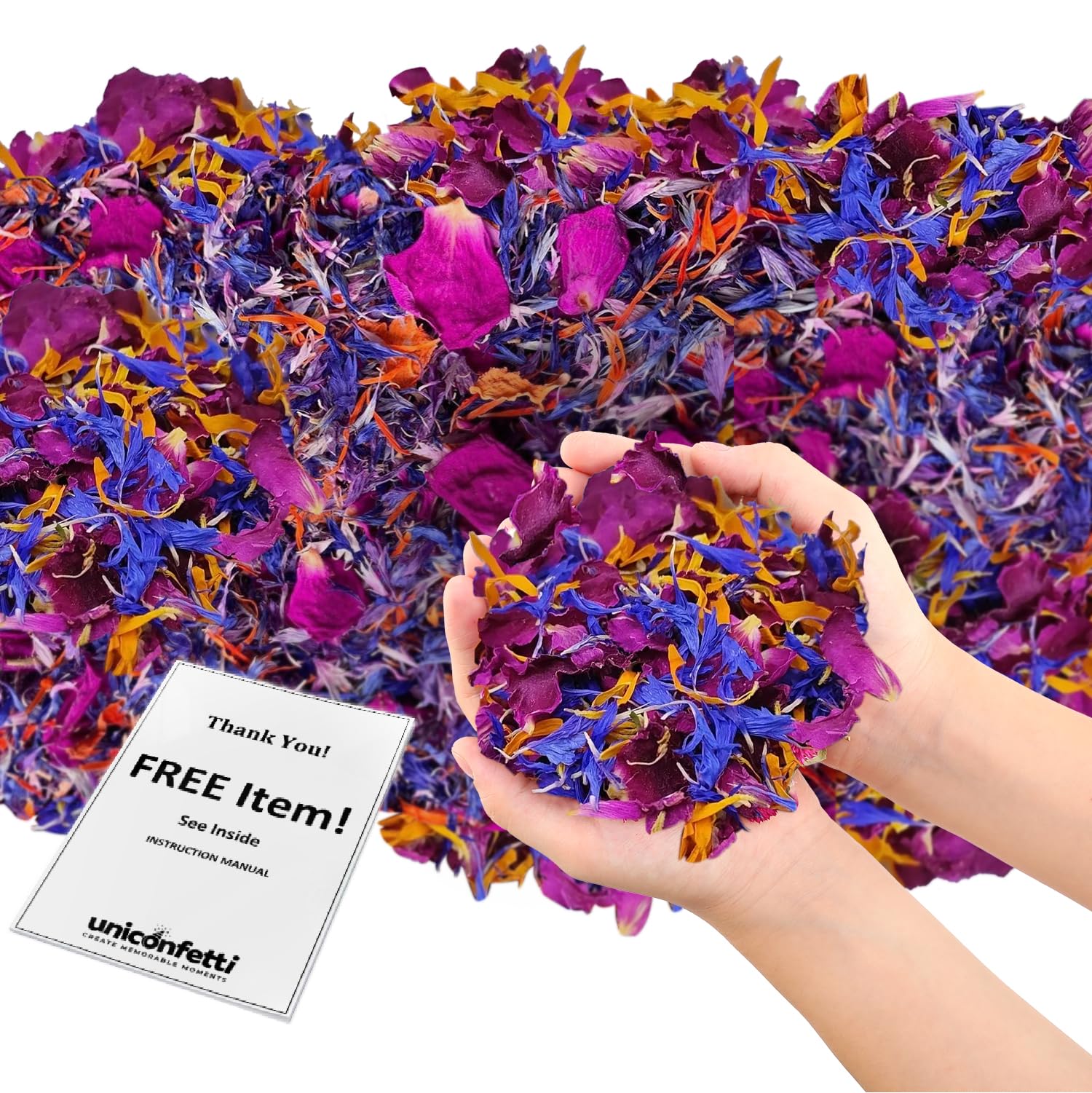 Mixed Dried Flowers Biodegradable Confetti - 8oz Real Flower Petals for Weddings, Flower Girl, Resin Craft, Candle Making, Bath, Table Decor