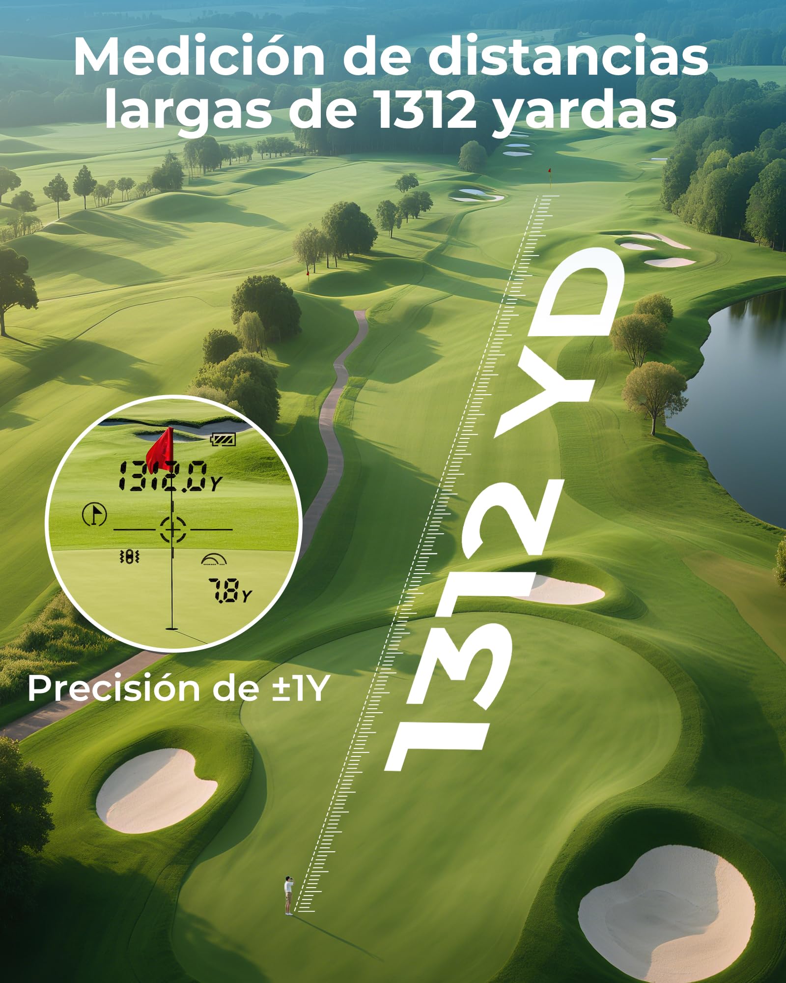 Telémetro de Golf CIGMAN de 1312 Yardas, precisión de ±1 m, Pantalla táctil Lateral con compensación de Pendiente, Ocular de 25 mm, telémetro láser Recargable Tipo C para Campos de Golf