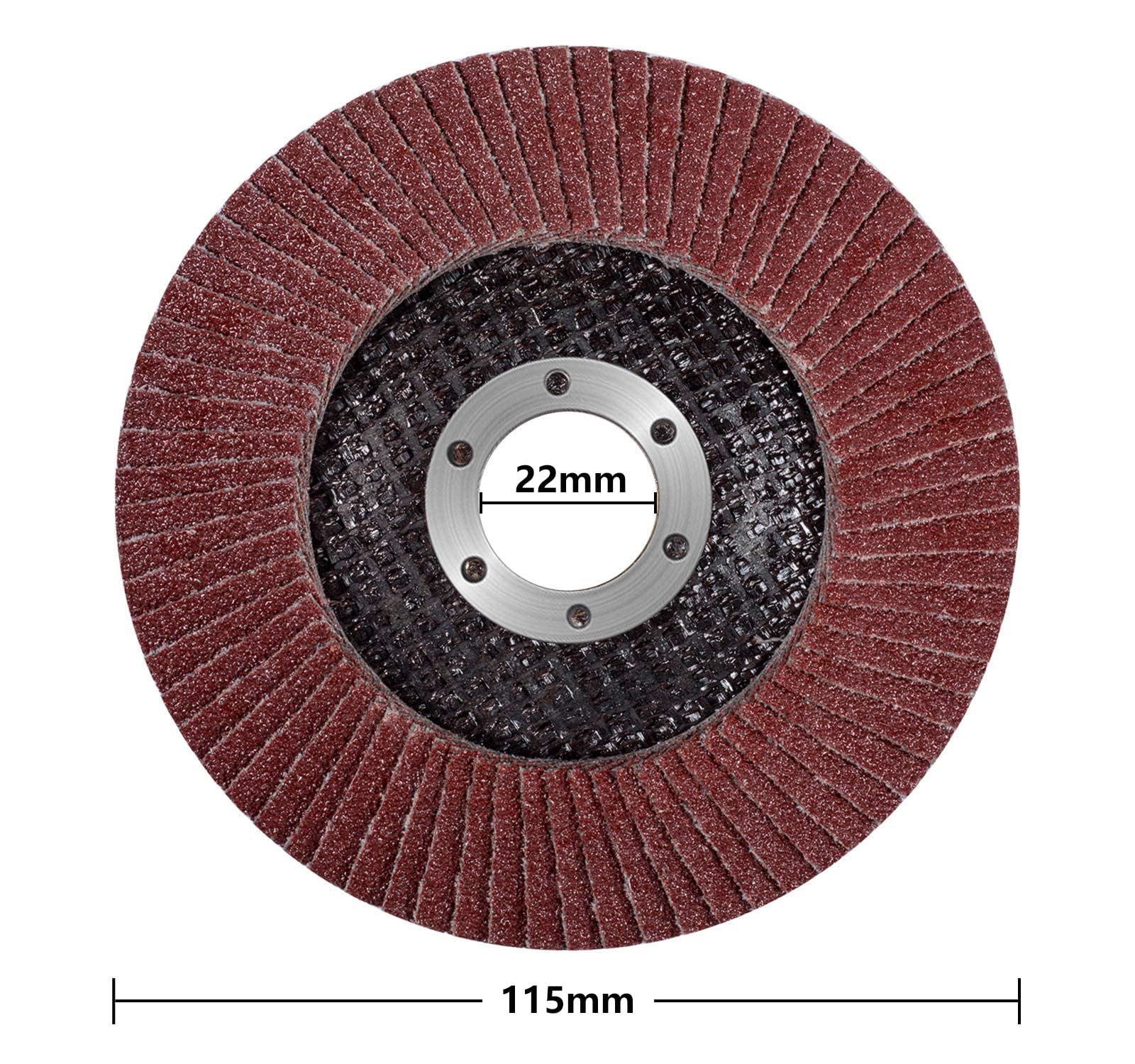 Nisorpa Set di ruote lamellari per levigatura, 50 dischi lamellari in ossido di alluminio da 115 mm, dischi lamellari abrasivi per smerigliatrici angolari
