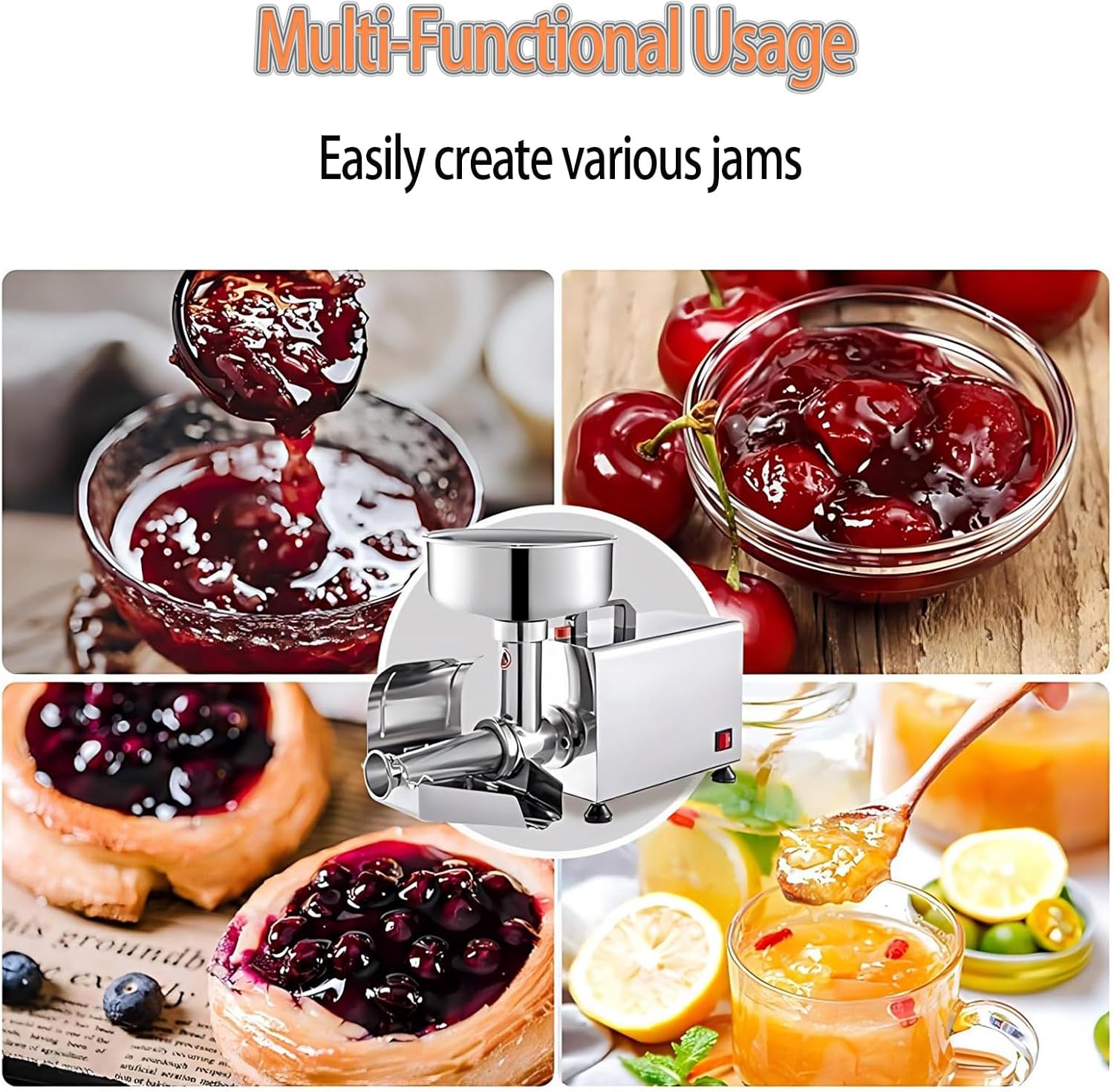 Commercial Tomato Strainer Machine, Stainless Steel Food Strainer and Sauce Maker, Food Milling Press Machine, for Canning Tomato Purees, Sauces, and More