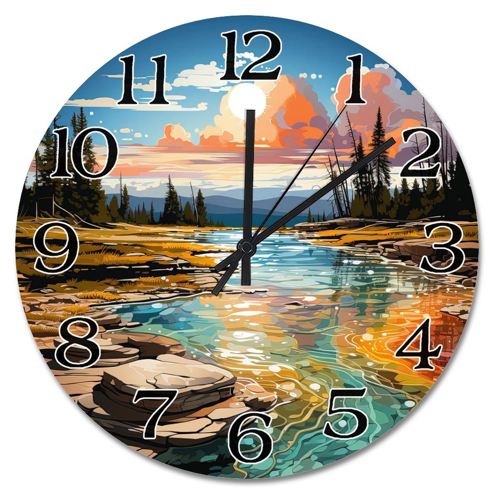 Horloge murale Stone National Park montre analogique de 25,4 cm pour salon et maison