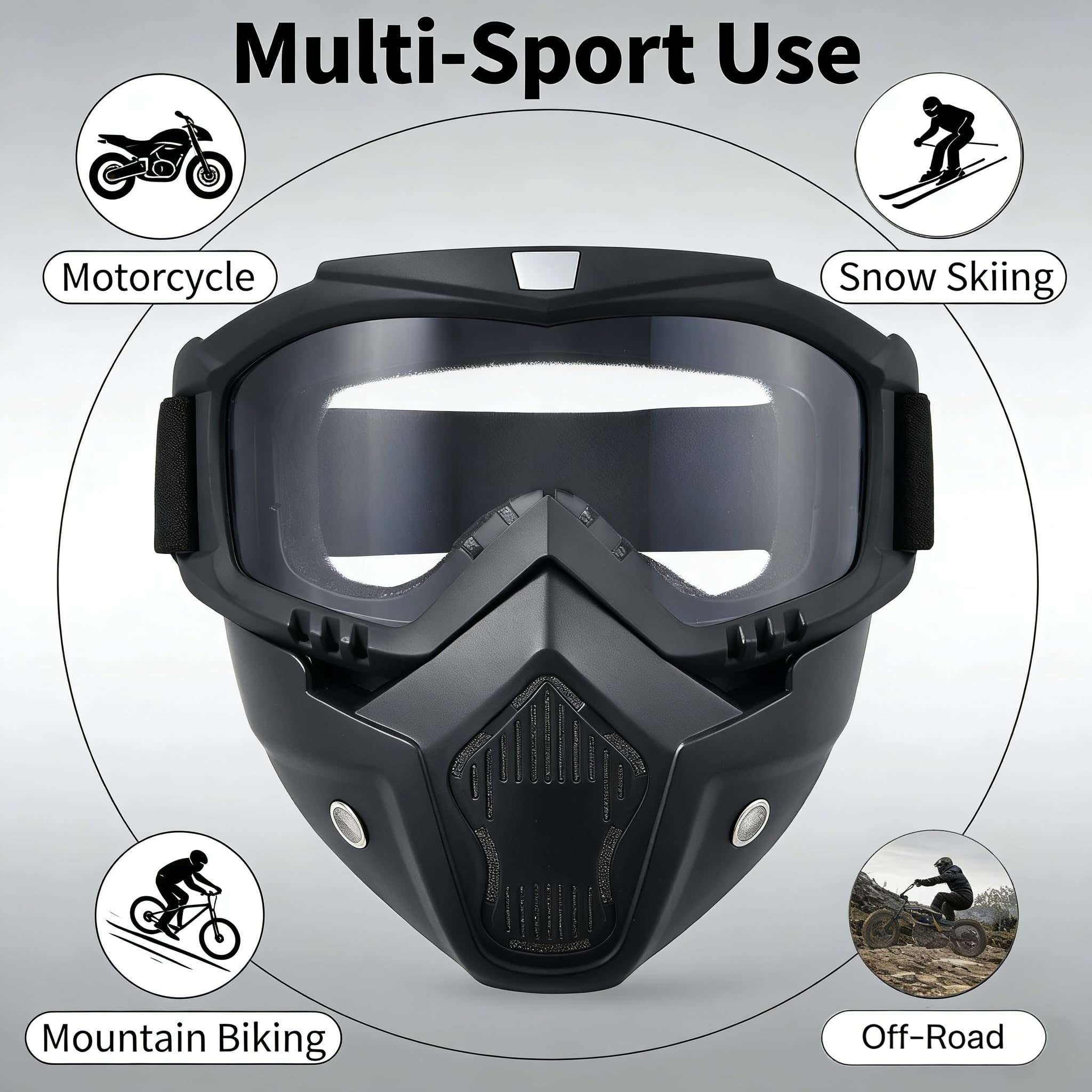 Paintball Mask Anti Fog,Airsoft Mask Full Face,Tactical Mask, Motorcycle Helmet Goggles with Removable Face Mask for Men Women (2Clear) : Sports & Outdoors