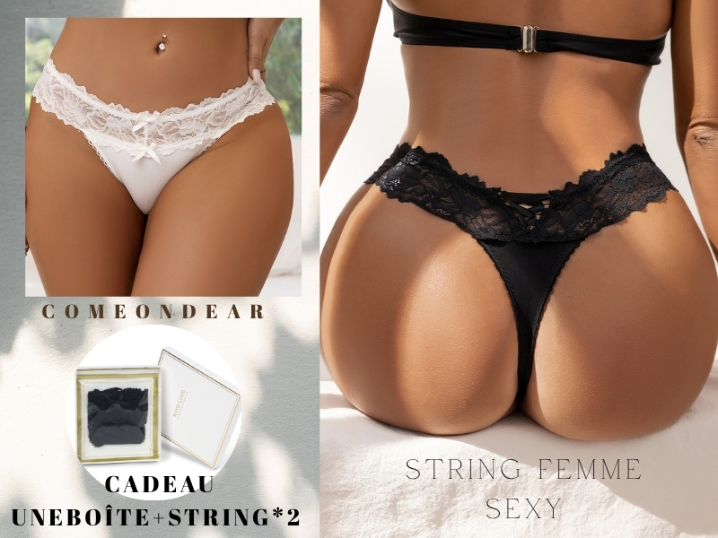 STRING SEXY OUVERT A L' ENTREJAMBE AVEC LAÇAGE LINGERIE SENSUELLE