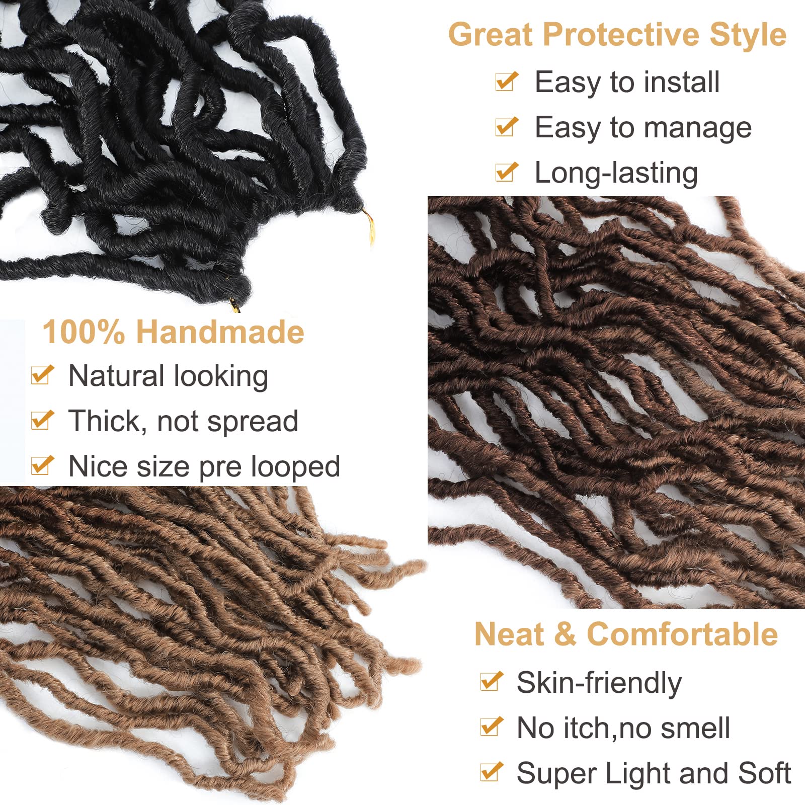 Mechones de pelo sintético ombré de ganchillo suaves de 26 pulgadas, 7 paquetes de rastas de ganchillo naturales largas para mujer, trenzas sintéticas preenrolladas de ganchillo (26 pulgadas (paquete