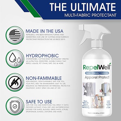 Miniatura 4 de RepelWell Apparel Protect - Aerosol repelente a las manchas y al agua (24 onzas), no tóxico, ecológico, seguro para mascotas para ropa y más