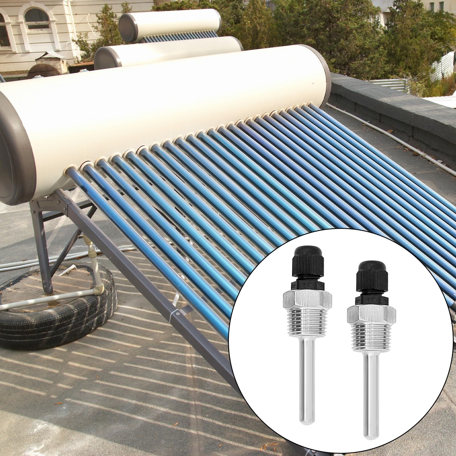 Set Of 2 Stainless Steel Immersions Sleeves Thermowells 8x50mm With 1/2Inch Thread For Temperature Sensors