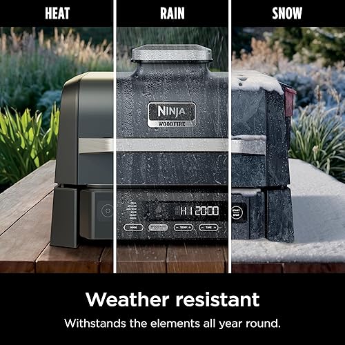 Miniatura 10 de Ninja Woodfire Parrilla y Ahumador para Exteriores, Funcionalidad 6 en 1, Parrilla, Ahumar, Hornear, Asar, Freír al Aire, Asar a la Parrilla,
