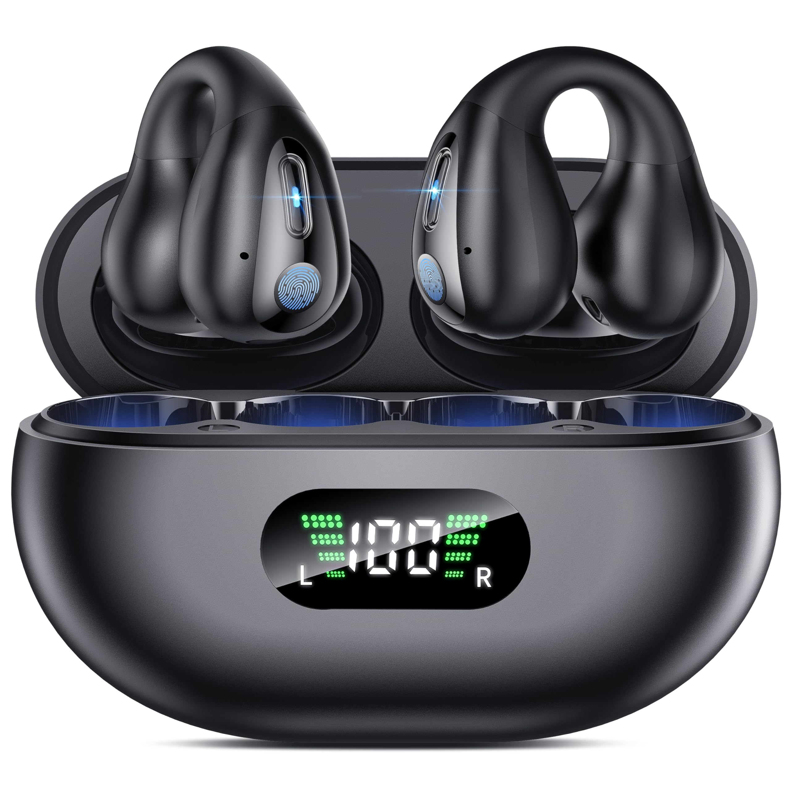 EUQQ Écouteurs Bluetooth sans Fil Sport Clip-on à Conduction Osseuse