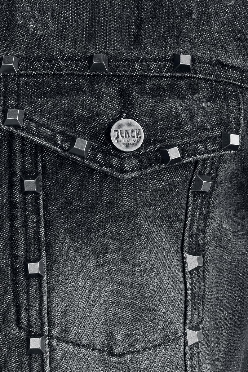 Black Premium by EMP Herren schwarze Weste mit Pyramidennieten im Used-Look