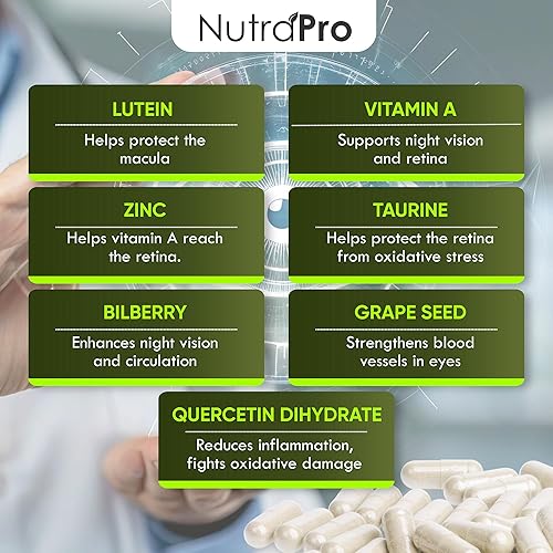 Miniatura 6 de NutraPro Apoyo para la salud ocular y la visión suplementos oculares para adultos con vitaminas oculares de luteína para la salud macular, visión