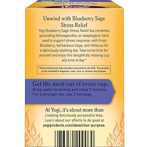 Miniatura 2 de Yogi Té - Alivio del estrés de arándanos y salvia (paquete de 4) - Apoya el estrés con Ashwagandha - Sin cafeína - 64 bolsas de té de hierbas