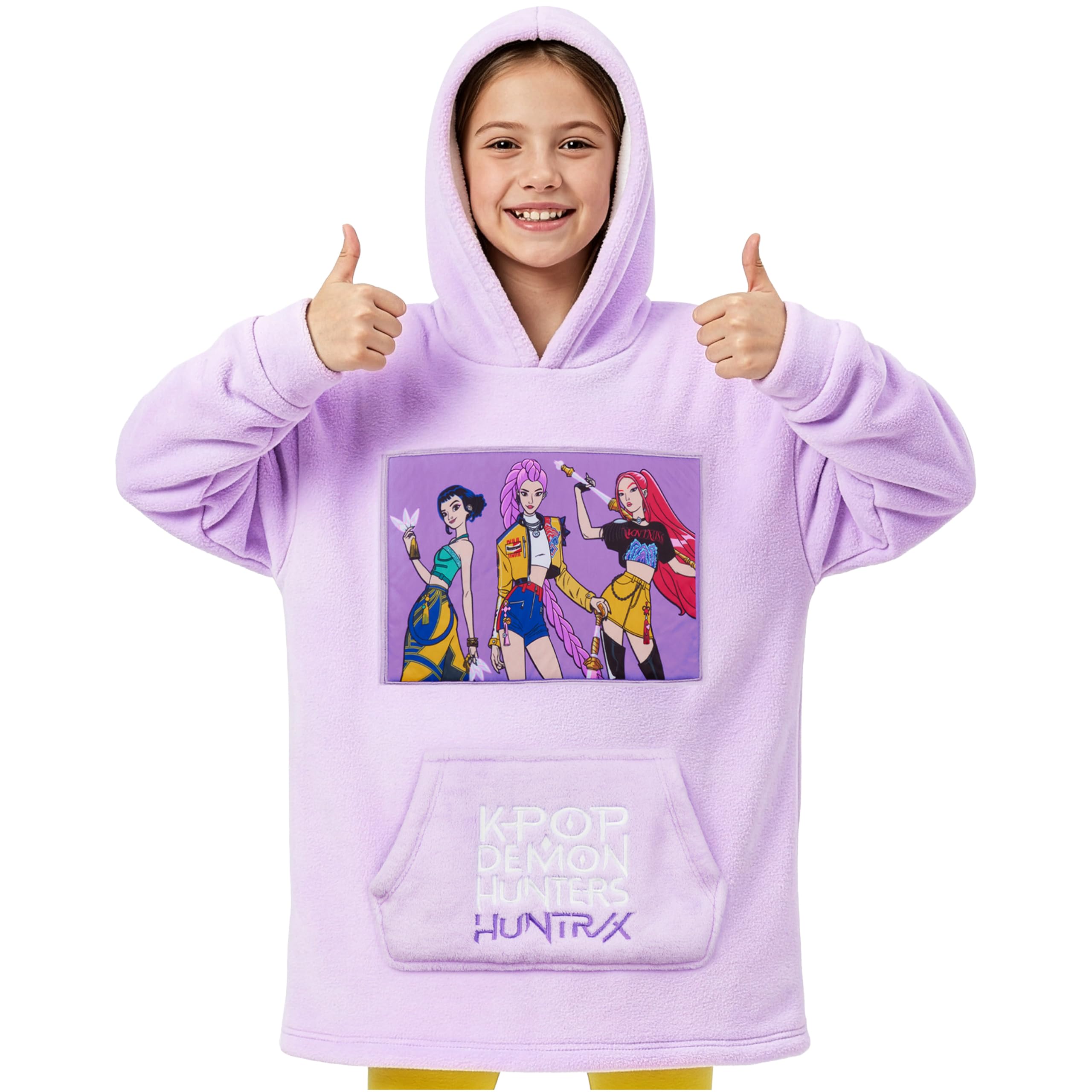 KPop Demon Hunters Oficial Huntrix Sudadera Manta con Capucha para Niñas, Hoodie Oversize con Bolsillo