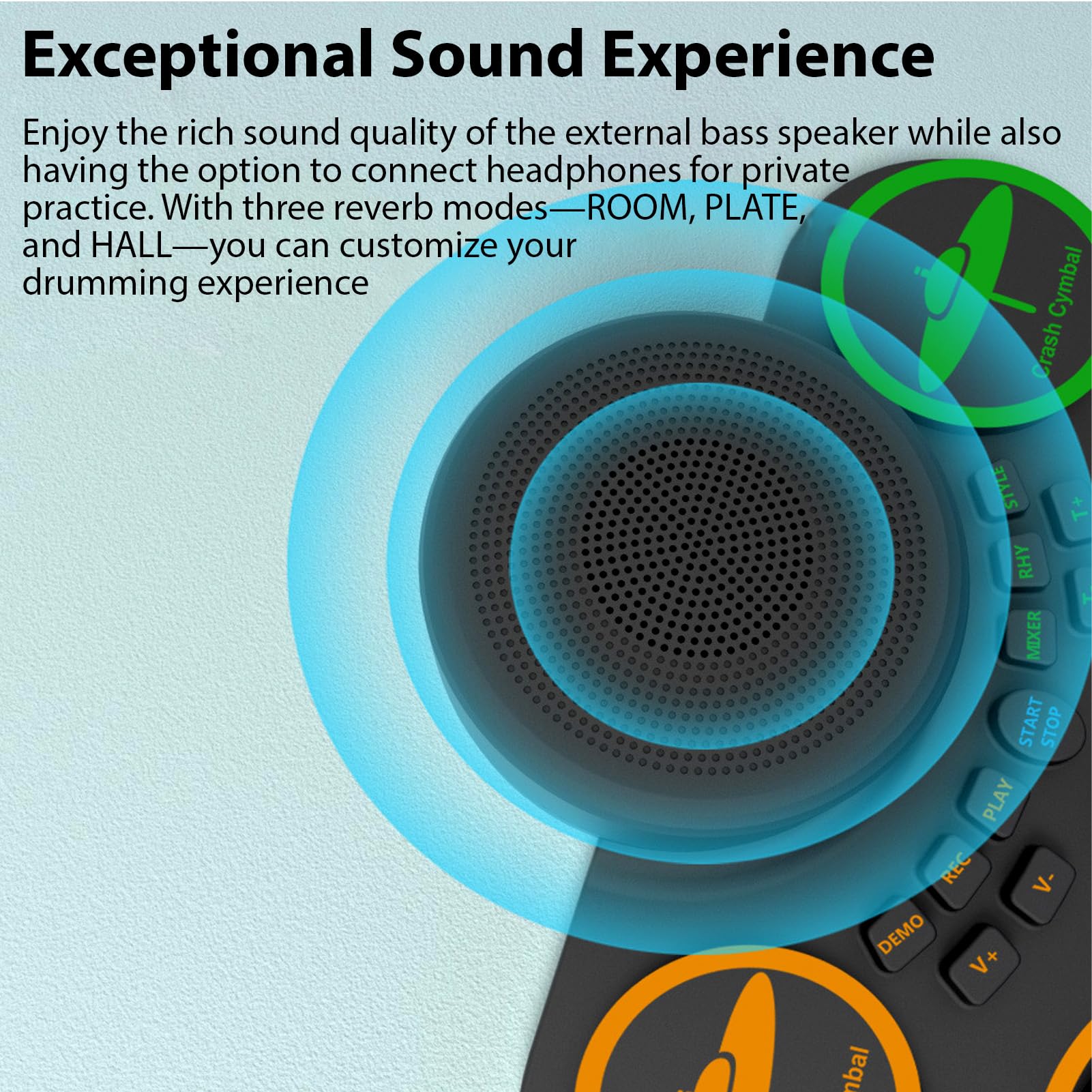 POENVFPO Batería Electrónica para Adultos Principiantes, Kit de Práctica de Silicona Enrollable de 9 Pads con 2 Altavoces, Conector para Auriculares, Conectividad MIDI, Pedal y Baquetas