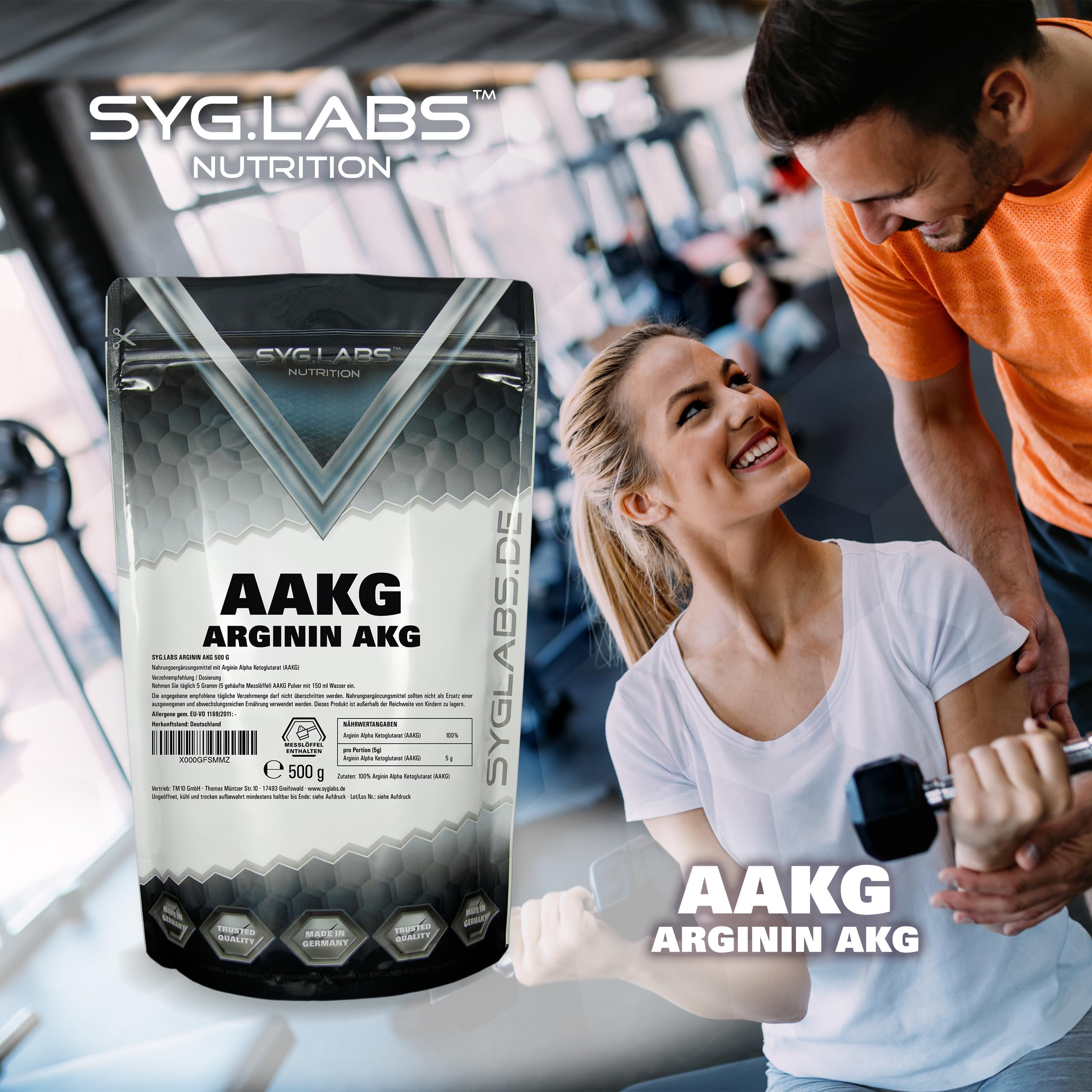 AAKG Arginin AKG Pulver - 500g L-Arginin Alpha Ketoglutarat 2:1 - ohne Zusätze -vegan