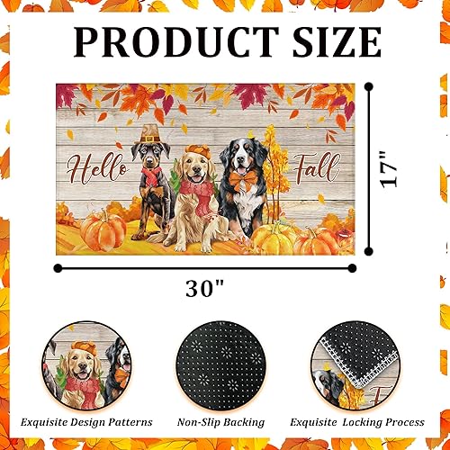 Miniatura 3 de Tapete de otoño para puerta al aire libre, calabaza, girasol, divertido tapete de bienvenida de otoño para entrada del hogar, decoración rústica de