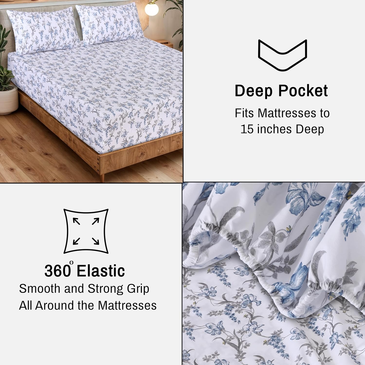 RUVANTI 100% Organic Cotton Sheets Full Size, Percale Weave, GOTS Certified, 4-Piece Set, Deep Pocket 15", Crisp & Breathable, Soft Durable Bedding, Sábanas Algodón Orgánico – Deluxe - Image 7