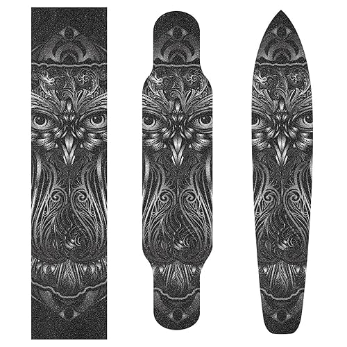 Miniatura 4 de Totemic Owl - Hoja de cinta de agarre para patineta, impermeable, antideslizante, papel de lija sin burbujas para patineta, 10 x 44 pulgadas