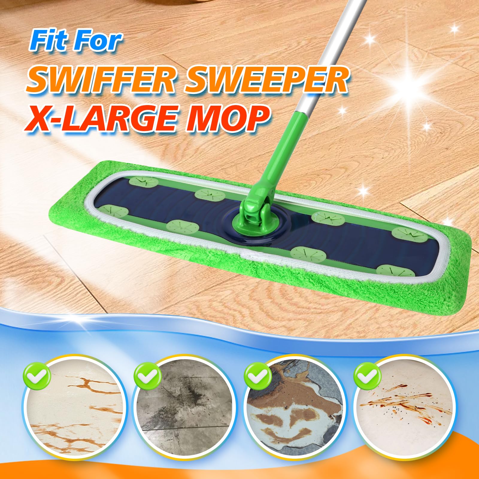 Podkładki do mopa z mikrofibry wielokrotnego użytku do mopa Swiffer XL – ściereczki do zamiatania na sucho XL i wkłady do mokrych podkładek XL – bardzo wytrzymałe ściereczki do mopa i