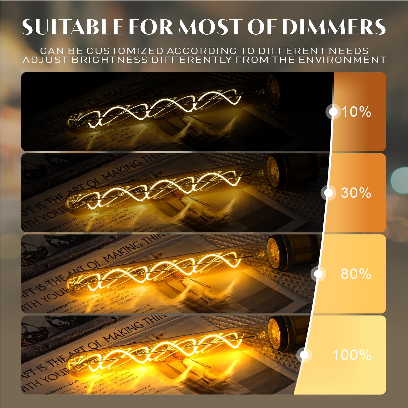 11 8 Inch Long Tubular Light Bulb Dimmable LED Edison Light Bulbs 5W T30 Vintage LED Bulbs 2700K — view 3