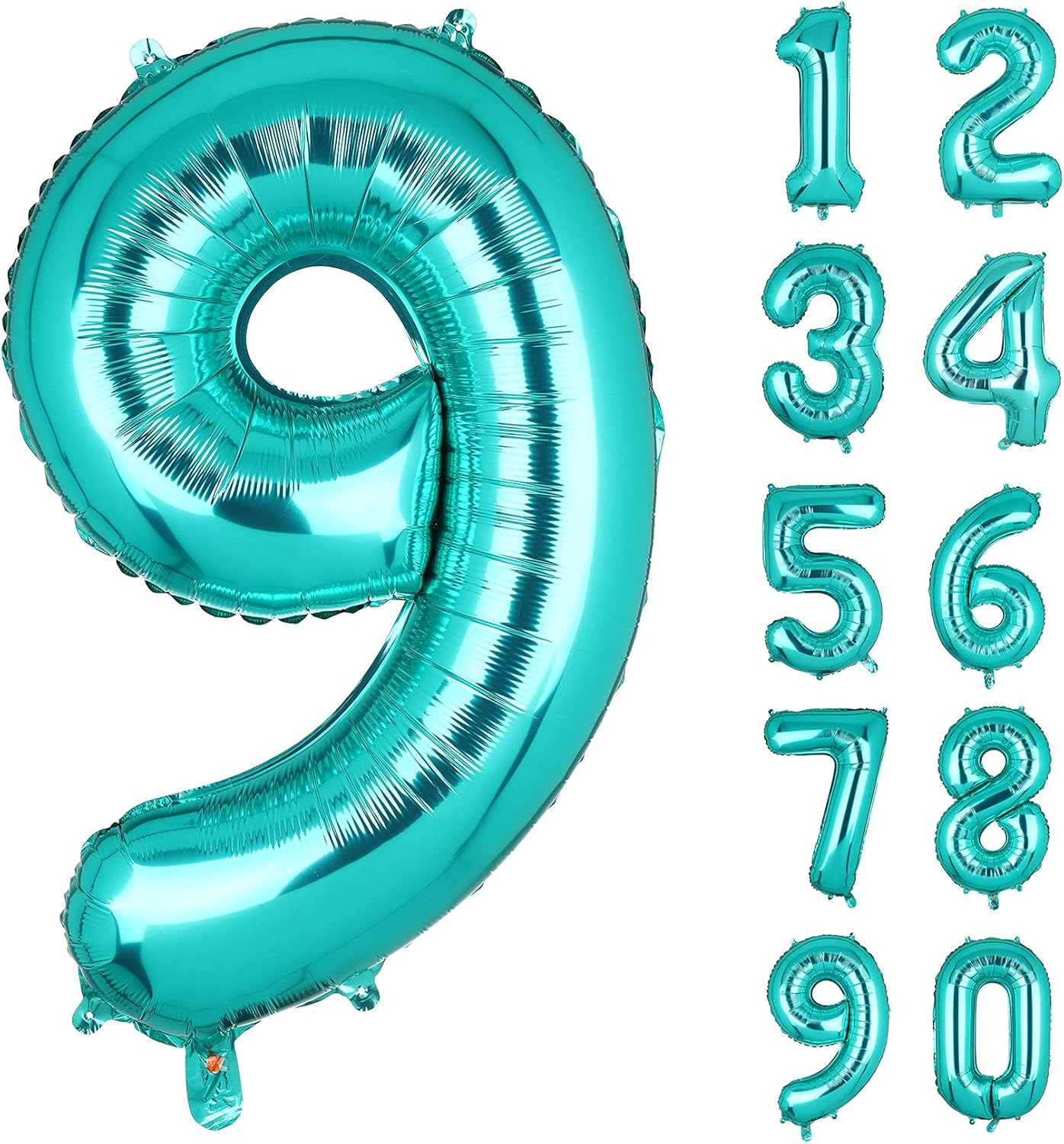 40 Inch Large Teal Number 9 Mylar Balloons Giant Turquoise Helium Foil Balloon for Birthday Party Supplies Decoration