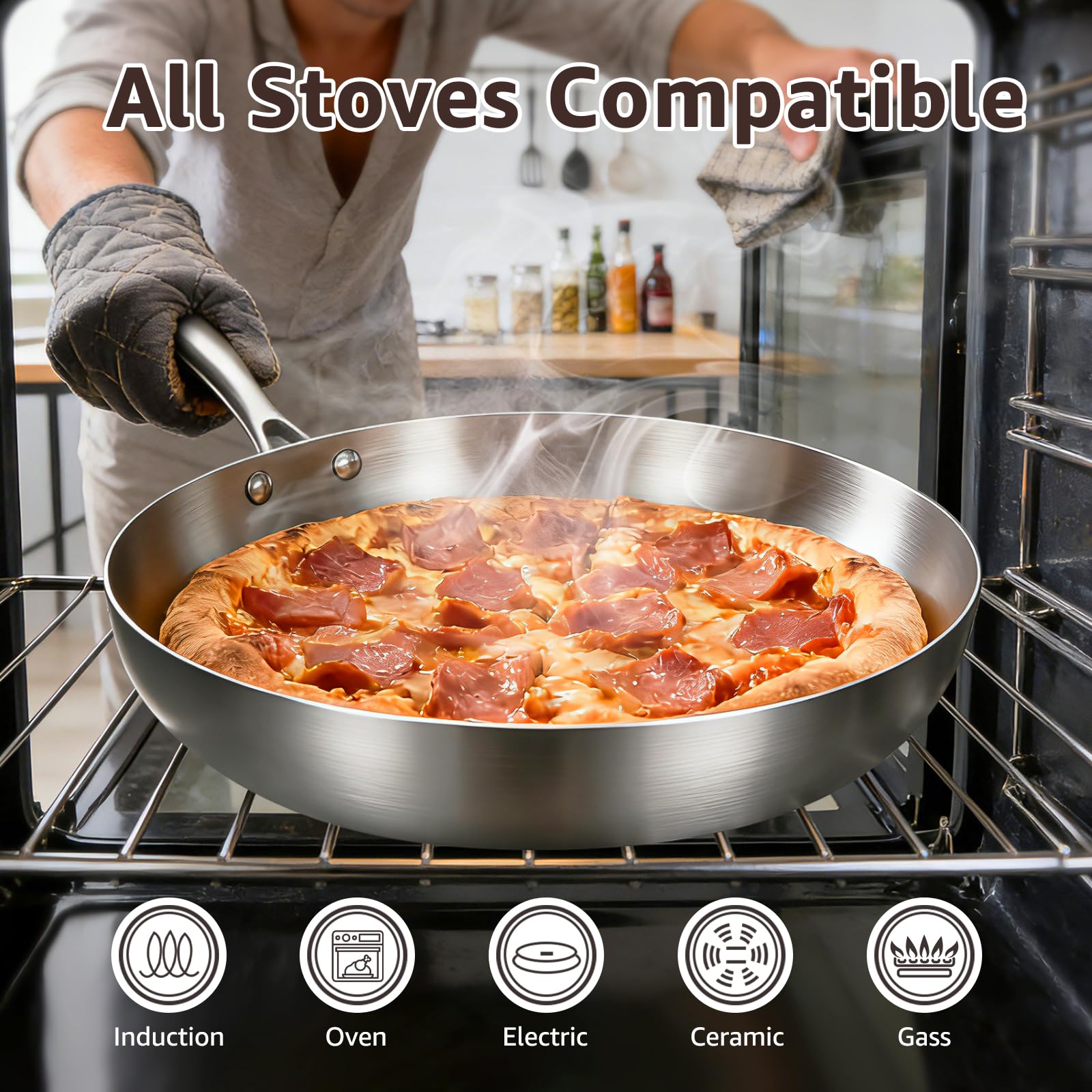 Padella In Acciaio Inox WMF Nordic Profi - Padella Per Cottura A Induzione, 28 Cm, Antiaderente, Adatta Al Forno, Antigoccia, In Acciaio Inox Cromargan, Adatta A Tutti I Piani Cottura, Lavabile In