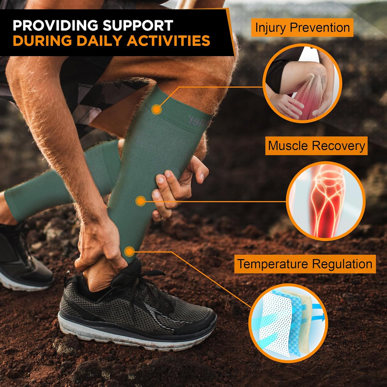 Doc Miller Calf Compression Sleeve – Footless Socks for Women & Men, 30-40mmHg Medical Design, Compression Shin Sleeves, Leg Cramp Relief, Varicose Veins, Knee High Stockings, 1 Pair - Image 4