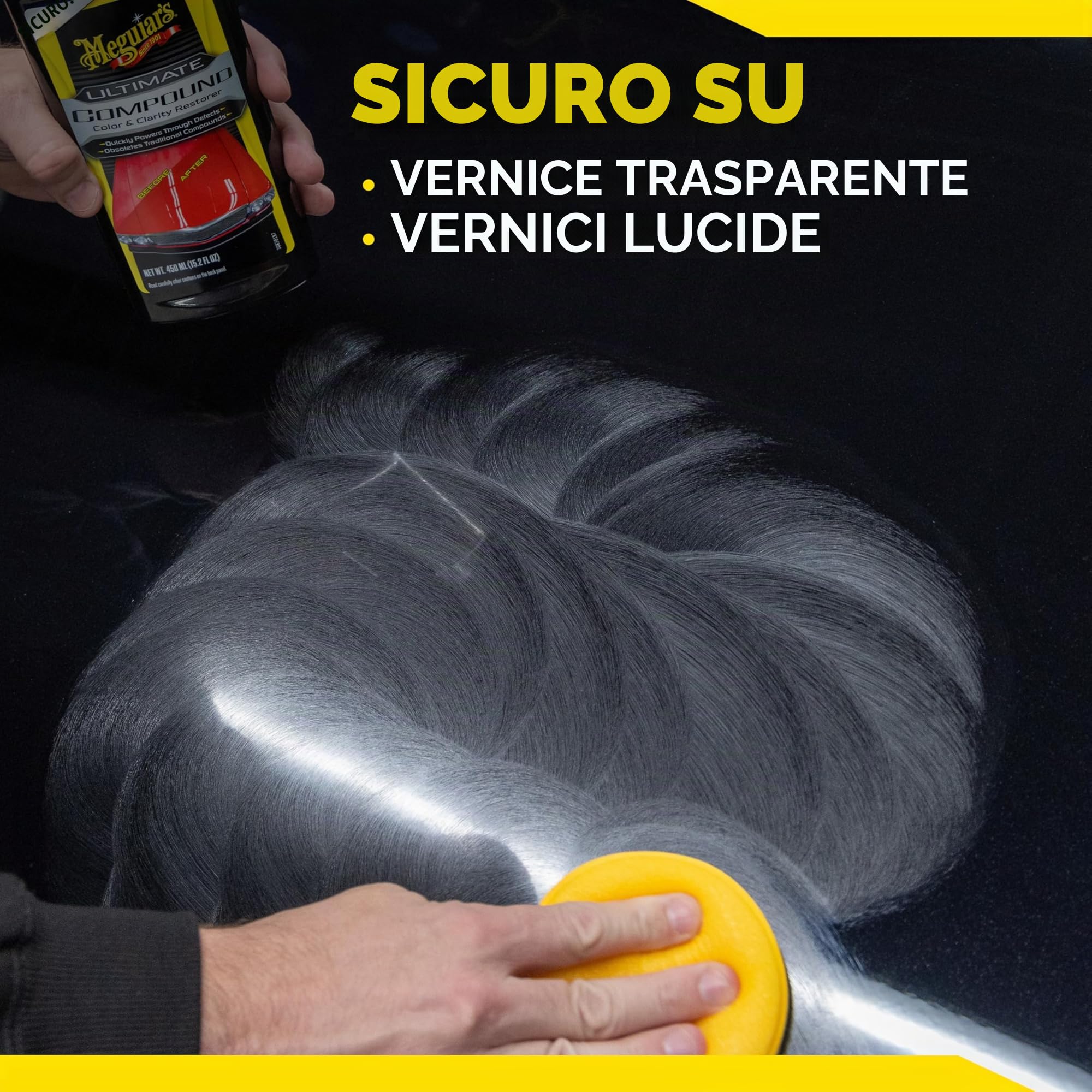 MEGUIAR'S G17216EU Ultimate Compound - Pulizia Auto - Tecnologia Micro-Abrasiva Rimuovi Graffi, Macchie, Swirl, Sicuro su Tutti i Tipi di Finitura - 450 ml