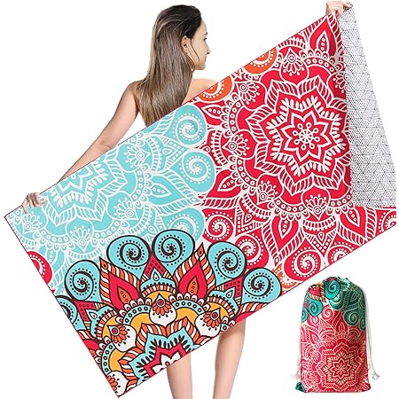 NovForth Microfiber Beach Towel Sand Free, Quick Dry Beach Towels Oversized for Adults, with a Carrying Bag, Super Absorbent Lightweight Compact Towel for Travel Pool Swimming Bath Camping