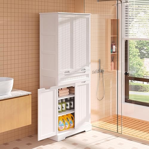 Miniatura 6 de Gizoon Armario de almacenamiento de despensa de cocina de 71 pulgadas con puertas y estantes, armario de almacenamiento grande para baño,